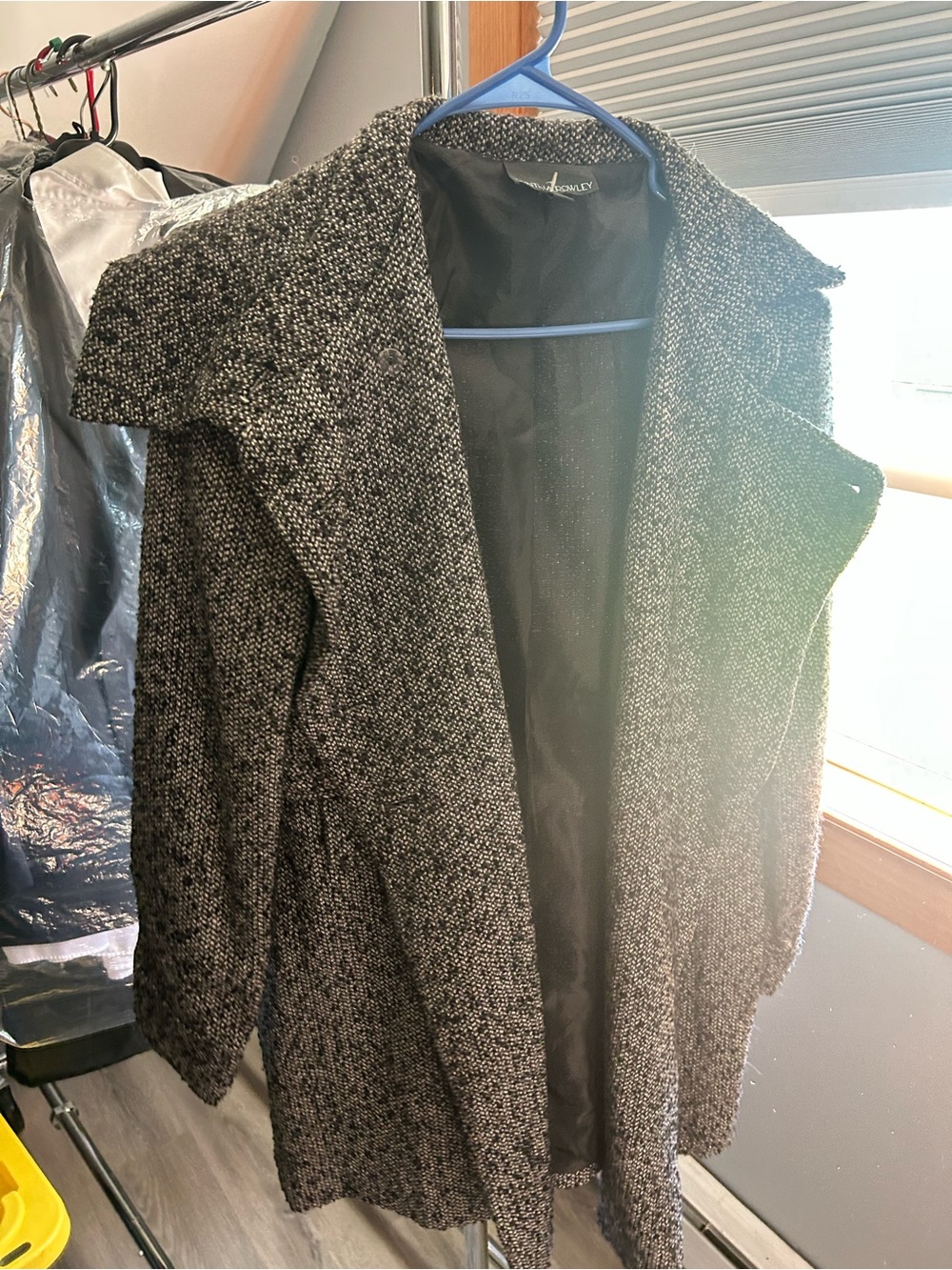 Cynthia Rowley Black & White Textured Pea Coat - Picture 3 of 3